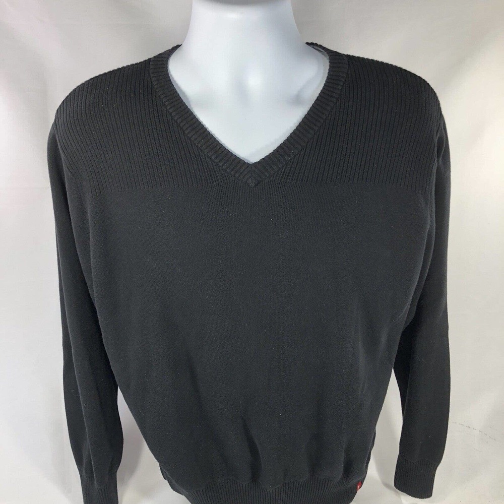Levis V Neck Sweatshirt Sweater Black Red Tab Size Large Pullover Long Sleeve